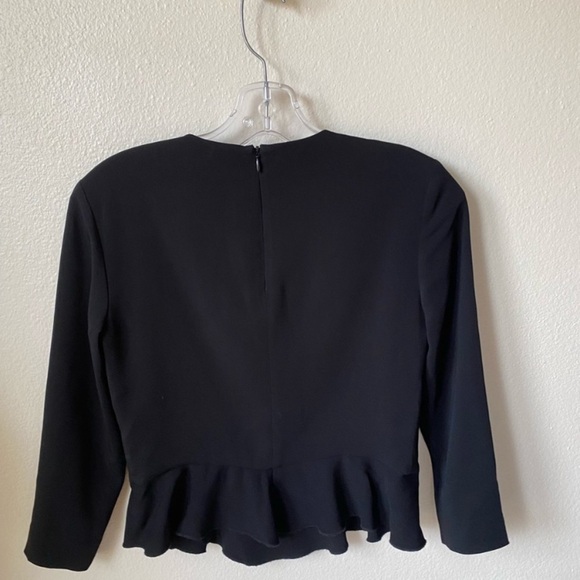 A.L.C. Women’s Ann Peplum Black Blouse Size 0 3/4 Sleeve Workwear Business Top - Picture 2 of 6